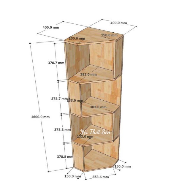 Kệ góc tường 4 tầng gỗ tự nhiên SE68016 - Nội Thất Sen