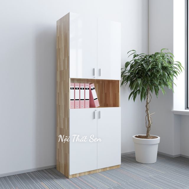 Tủ hồ sơ cao gỗ cao su 5 tầng 2 cửa (80x40x220cm) THS68011-2