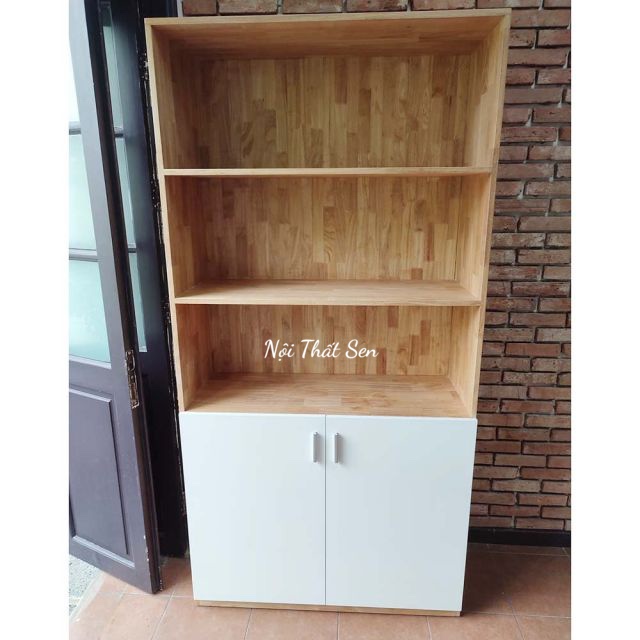 Tủ hồ sơ gỗ cao su cao 5 tầng có cửa khóa ( 80x40x220cm) THS68010-2